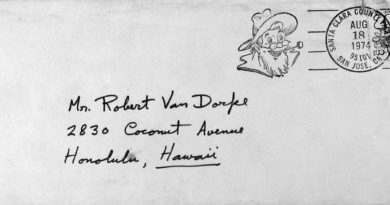 A Letter to Bob Van Dorpe – Aug 1974
